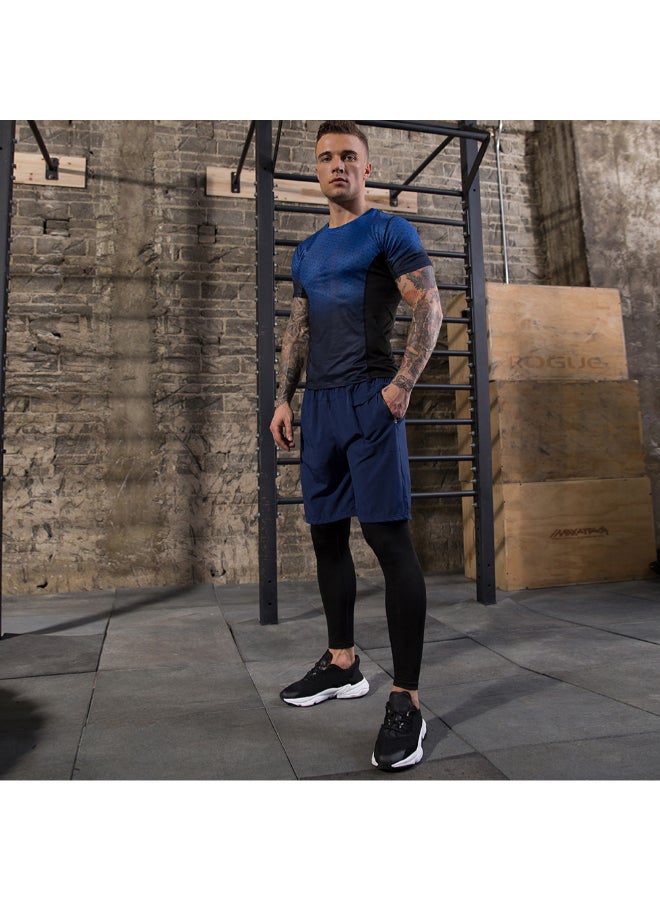 Quick Drying Workout Fitness Shorts Blue  - Image 2