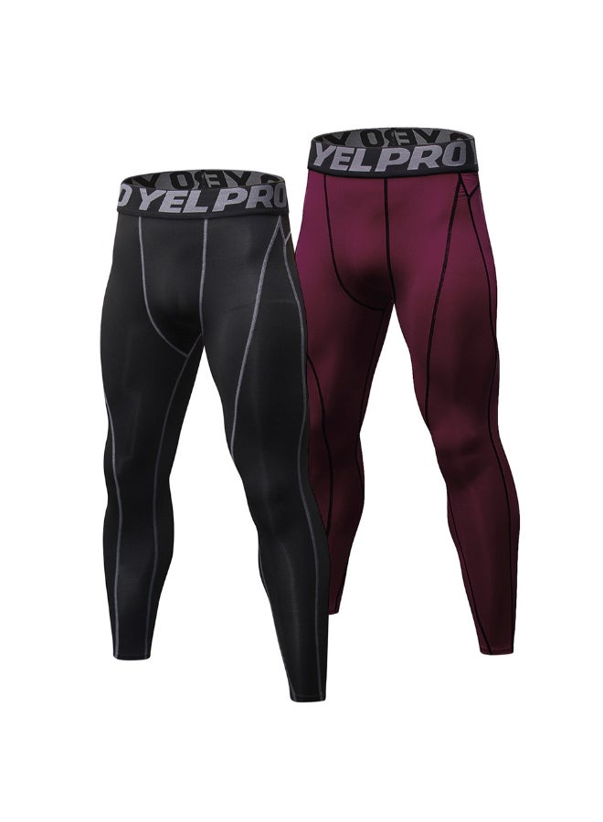 2-Piece Quick Dry Sport Tights Set Black/Red