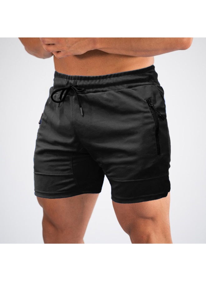 Quick Drying Workout Fitness Shorts Black 