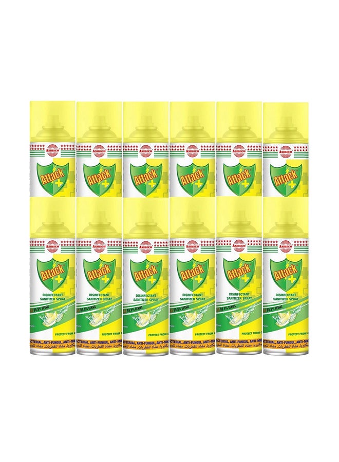 Pack Of 12 Attack Disinfectant Sanitizer Spray - Fresh Lemon 400ml