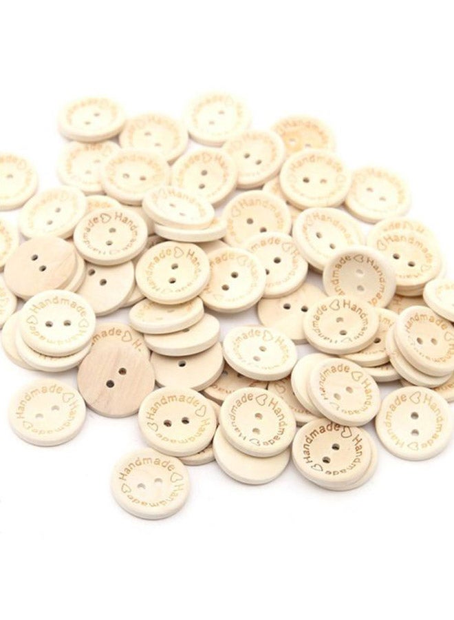 Sharpdo - 100-Piece Round Handmade Natural wooden Buttons Beige - Image 1