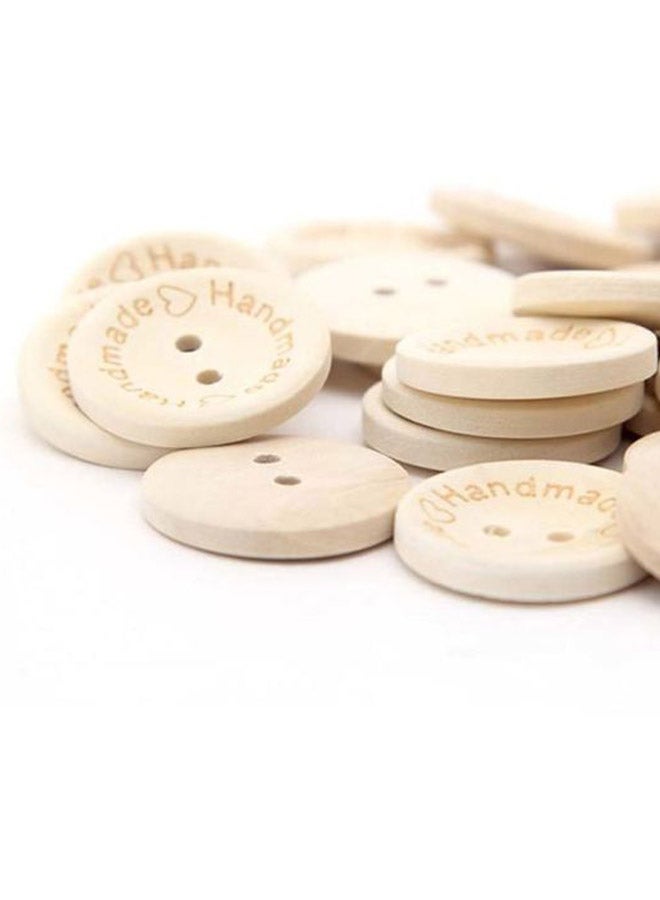 Sharpdo - 100-Piece Round Handmade Natural wooden Buttons Beige - Image 1