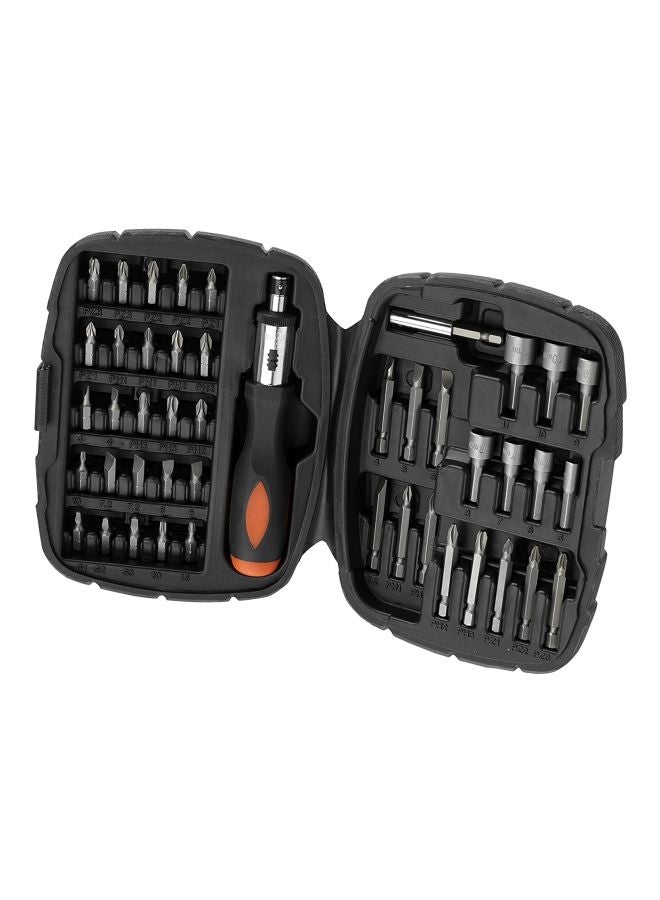 BLACK+DECKER 45 Pieces Ratchet Screwdriver Bit Set, A7039-Xj Black/Silver/Orange ‎30.6x4.5x35.8cm  - Image 1