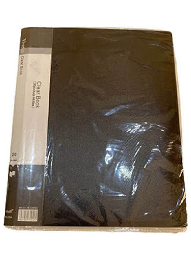 حامل أوراق شفاف مقاس A4 يحتوي على 20 جيباً أسود