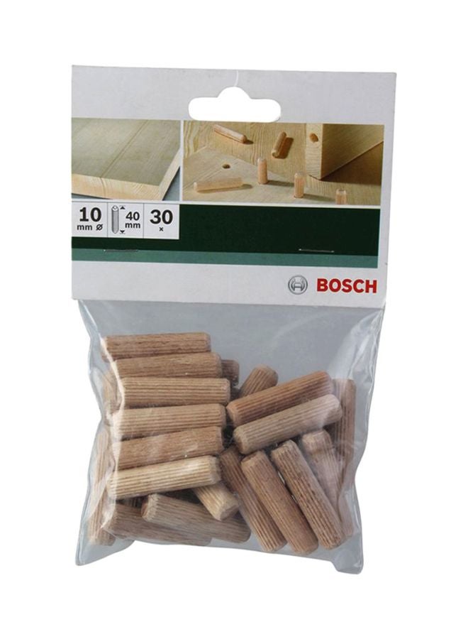 BOSCH 30-Piece Dowel Pin Set Beige 10x40mm