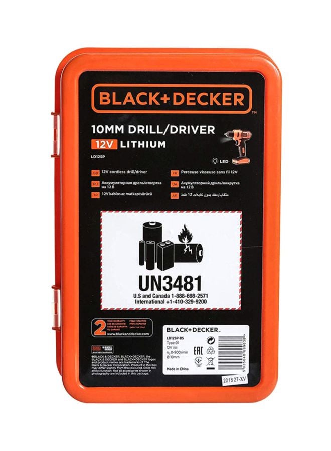 بلاك اند ديكر مثقاب ومفك براغي لاسلكي برتقالي/أسود 18.2x6.3x18.8سم - Image 3