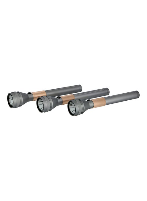 3-Piece LED Rechargeable Flashlight Set Grey/Gold/Black 101x58x101cm