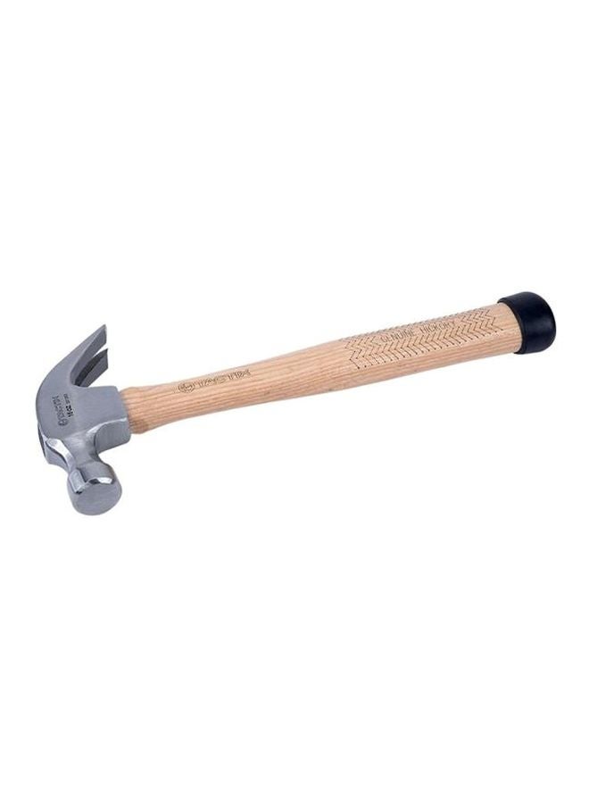 Tactix Claw Hammer 450G(16Oz) Heavy Duty, All Purpose Hammer, Fully Polished Forged Hammerhead, For Woodworking Construction, Hickory Handle For More Durability And Grip- 221203 Brown/Silver 33.5x13x3.5cm 