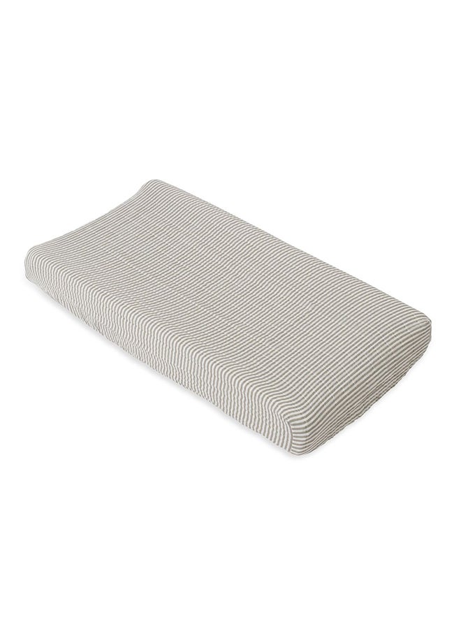 little unicorn - Cotton Muslin Changing Pad Cover With All Around Elastic  - Grey Stripe - Image 1