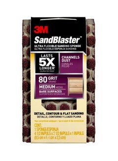 3M 180-Grit SandBlaster Ultra Sand Sponge Beige/Grey 4.5x2.5x1inch  - Image 2