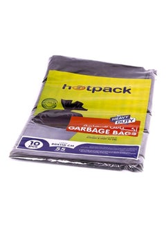 Hotpack 10-Piece Heavy Duty Garbage Bags Large 55 Gallon Black 80x110cm  - Image 1