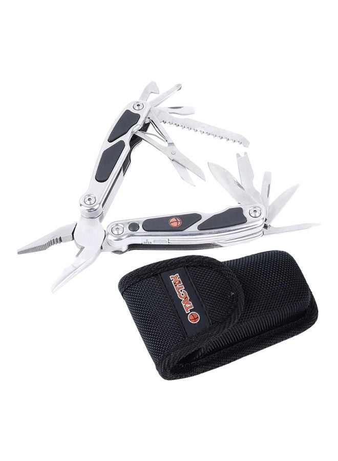 Tactix Tactix 18 in 1 Multi tool with LED Light for EDC, Pocket Knife, Nose Pliers and Wire Stripper Tools, Gifts for Men, Survival and Camping Gear, Stainless Steel- 471005 Silver/Black  - Image 1
