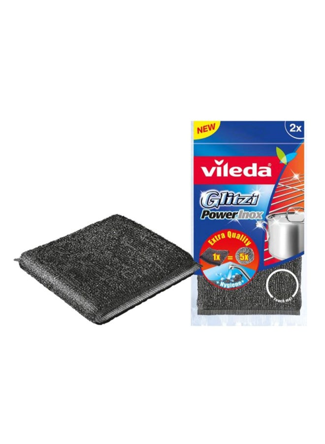 Vileda 2-Piece Glitzi Power Inox Cleaning Sponge Set Black - Image 1