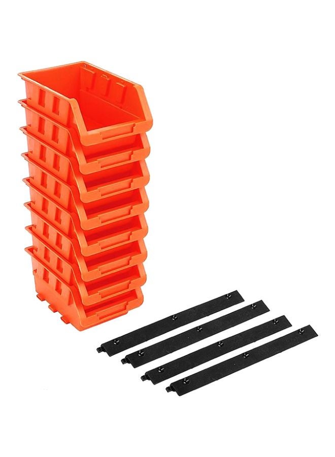 Tactix Plastic Storage Bins, Space-Saving Stackable Bins, Garage Organization Bins, Pantry Organization, Craft Storage, Orange, 8-Pieces, Size: 10.5W X 16.4D X 7.6H Cm- 320604 Black/Orange  - Image 1