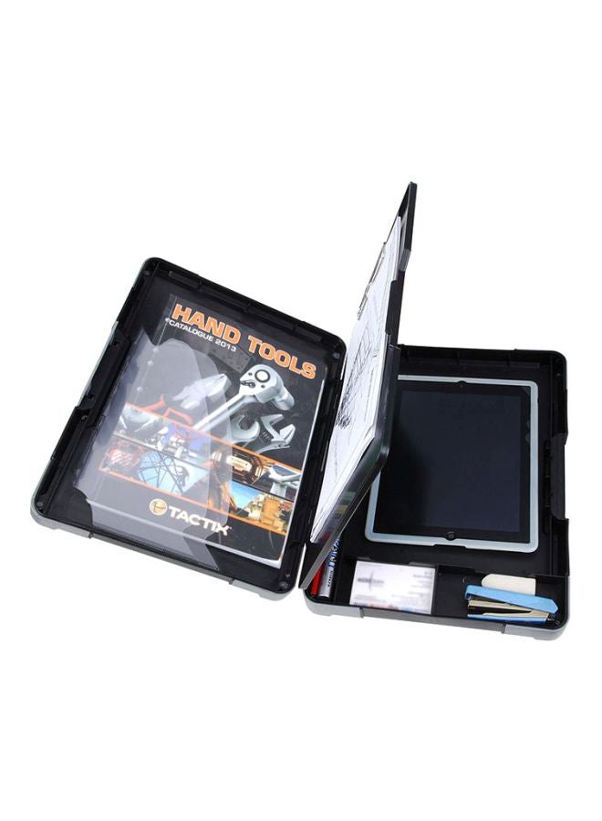Tactix Tactix Clipboard Organizer - Sturdy Steel Clip for A4 Paper, Includes Document Sleeves, Tablet Storage and Business Card Compartments, Perfect for Office and Field Work- 320092 Grey 38.5x28x5cm  - Image 2