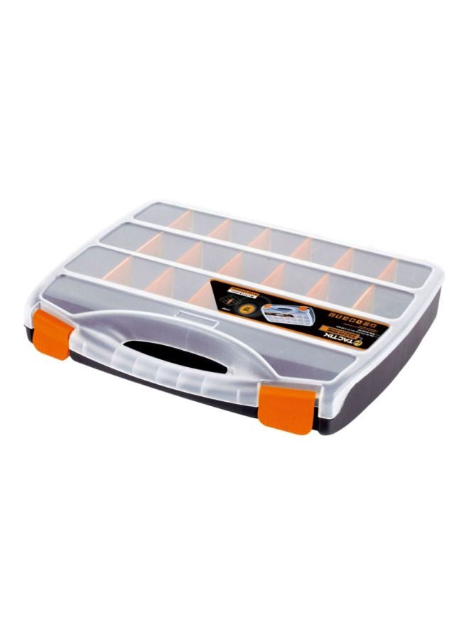 Tactix Hardware Organizer Box With Dividers 15 Inches, 21 Compartments For Small Parts With Durable Latches, Store Nuts, Bolts, Screws, Nails, & Small Hardware- 320001 Grey/Orange/Clear 31x6x38cm  - Image 1