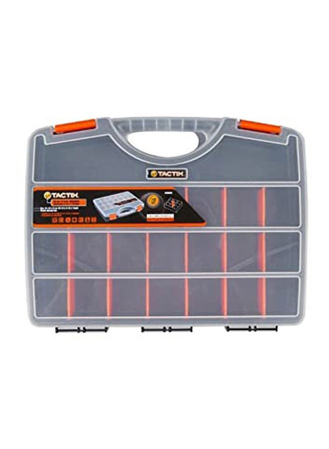 Tactix Hardware Organizer Box With Dividers 15 Inches, 21 Compartments For Small Parts With Durable Latches, Store Nuts, Bolts, Screws, Nails, & Small Hardware- 320001 Grey/Orange/Clear 31x6x38cm  - Image 2