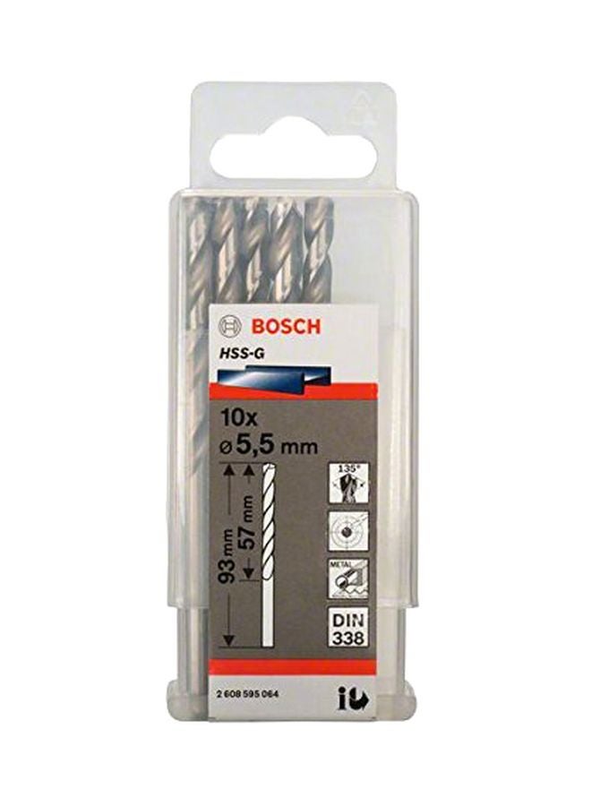 BOSCH 10-Piece Drill Bit HSS-G Set Silver 93x5.5mm - Image 2
