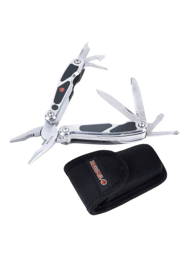 Tactix Tactix Mini Multitool with LED Light - Features Long Nose Pliers, Wire Cutter, Knife, Saw Blade, Screwdrivers and More, Silver- 471015 Silver/Black 23.7x13.4x4.1cm  - Image 1