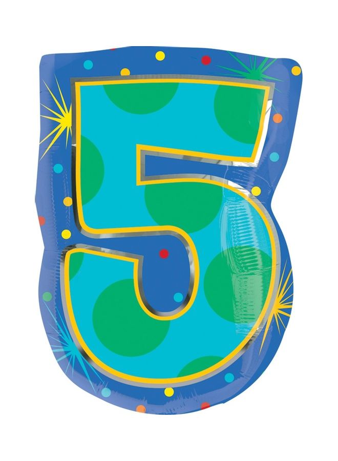 أناجرام بالون منقط بقصاصات ورق ملون على شكل رقم 5 35x50سم