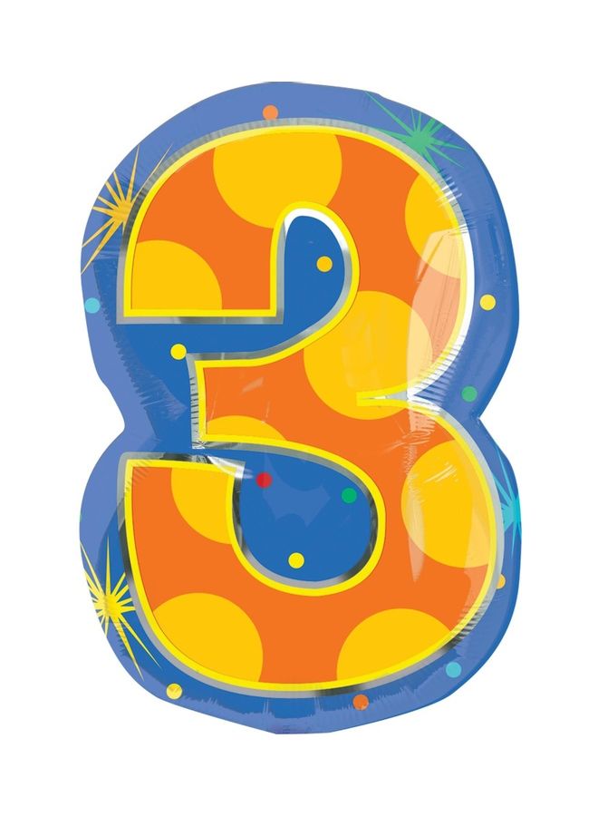 أناجرام بالون بتصميم رقم 3 ومزين بطبعة قصاصات ورقية ونقاط 33x50سم