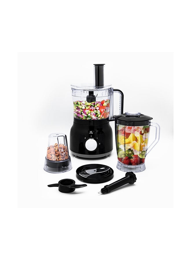 evvoli - Food Processor With Blender & Grinder Different Functions Black With 2 Years warranty 2 L 600 W EVKA-FP20B Black/Clear - Image 1