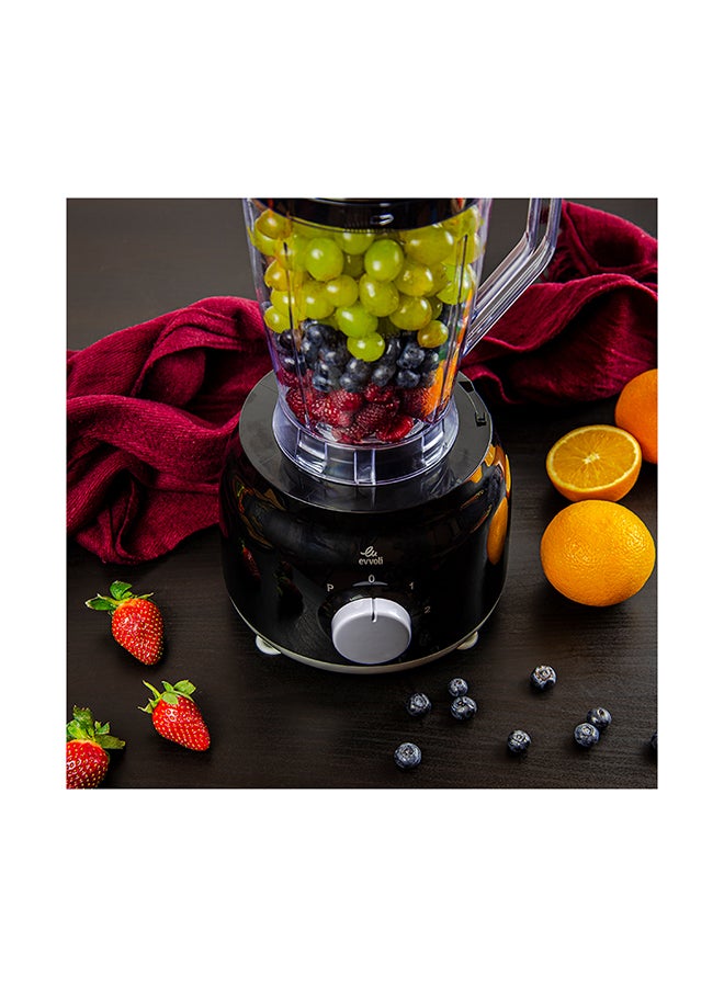 evvoli Food Processor With Blender & Grinder Different Functions Black With 2 Years warranty 2 L 600 W EVKA-FP20B Black/Clear  - Image 5