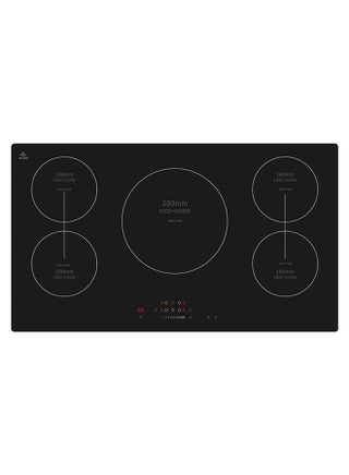 Bulit-In Induction Hob 5 Burners Soft Touch Control With 9 Stage Power Setting And Saftey Switch 9400 W EVBI-IH905B Black - v1617104347/N44677370A_1
