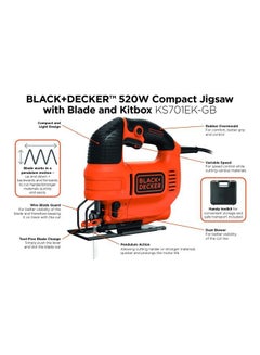 BLACK+DECKER Jigsaw 520W Variable Speed With Kitbox Orange/Black  - Image 3