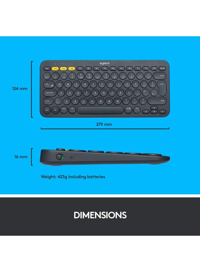 Logitech - K380 Multi-Device Bluetooth Keyboard Language - Arabic dark grey - Image 1