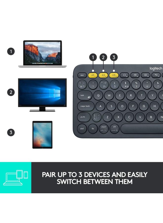 Logitech - K380 Multi-Device Bluetooth Keyboard Language - Arabic dark grey - Image 1