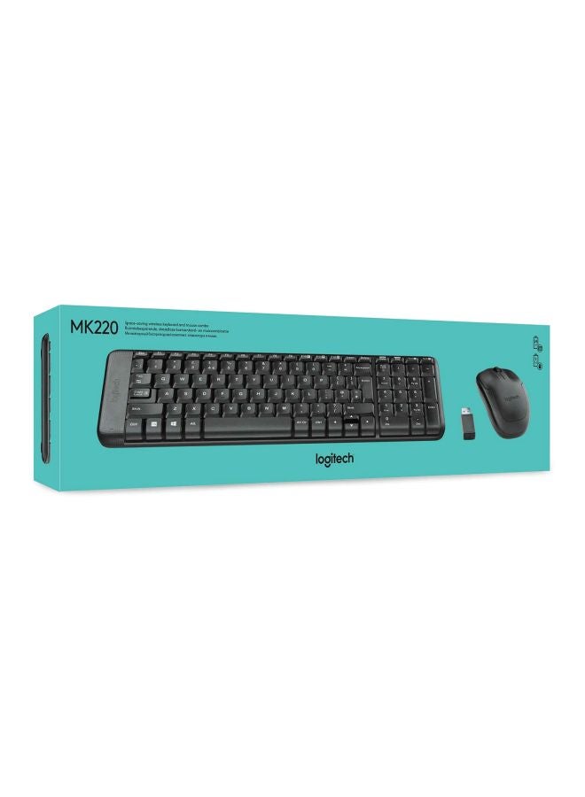 MK220 Space-Saving Wireless Keyboard and Mouse Combo - Black