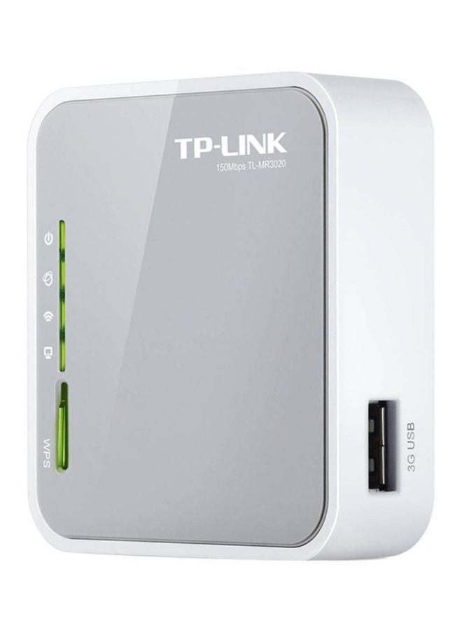 تي بي لينك موزّع شبكة لاسلكي محمول من تي بي لينك طراز TL-MR3020 3G/3.75G بسرعة 75 ميجابت في الثانية رمادي / أبيض  - Image 1