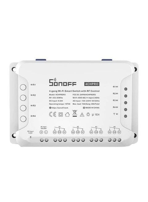 Sonoff 4CH Pro R3 Wi-Fi Smart Switch 4-Channel Din Rail Mounting Home White
