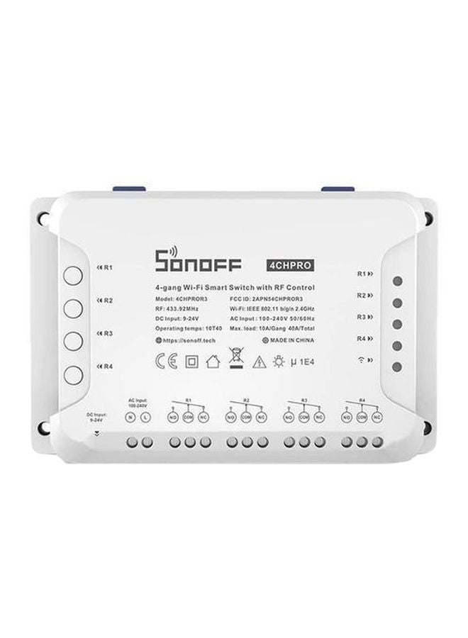 SONOFF - Sonoff 4CH Pro R3 Wi-Fi Smart Switch 4-Channel Din Rail Mounting Home White - Image 1