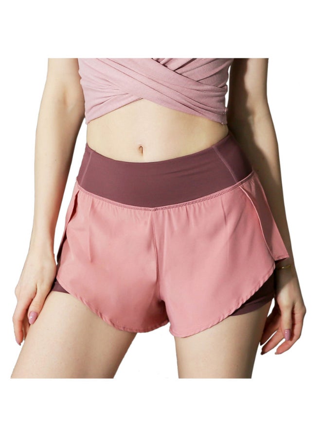 2-In-1 Running With Liner High Waist Yoga Shorts Pink 