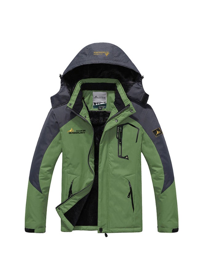 Waterproof Ski Warm Hooded Jacket Green/Blue  - Image 1