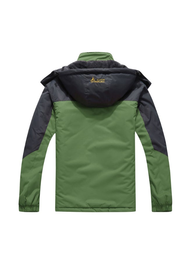 Waterproof Ski Warm Hooded Jacket Green/Blue  - Image 2