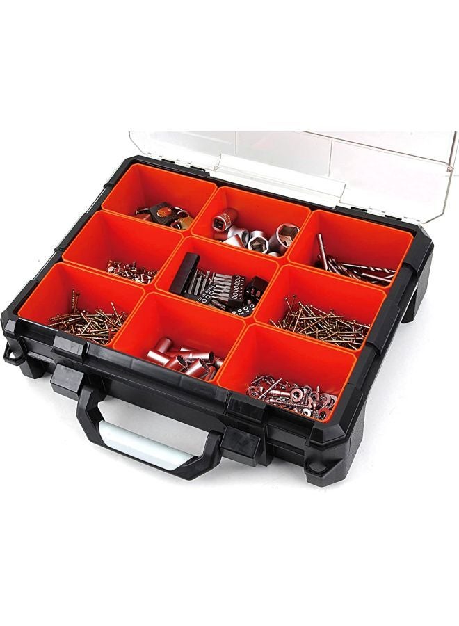 Tactix Tactix 9-Tub Heavy Duty Organizer - Clear Compartments with Removable Tubs, Heavy-Duty Aluminum Latches, Portable Toolbox For Home And Workshop, size: 43.2 x 33.2 x 12.5 cm- 320060 Black/Orange/Clear  - Image 2