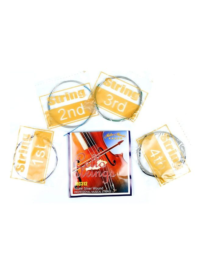 Mike Music - 4-Piece Cello Strings Set (A-D-G-C) Steel Rope Core For 4/4, 3/4, 1/4, 1/2 Sizes - Image 1