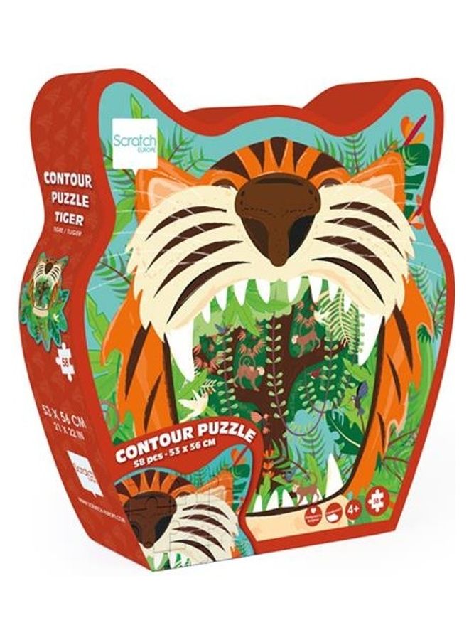 Scratch EUROPE - 58-Piece Tiger Contour Puzzle - Image 1