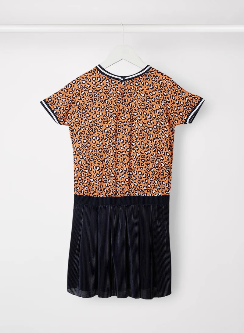 koko noko Kids Leopard Print Dress Navy/Orange