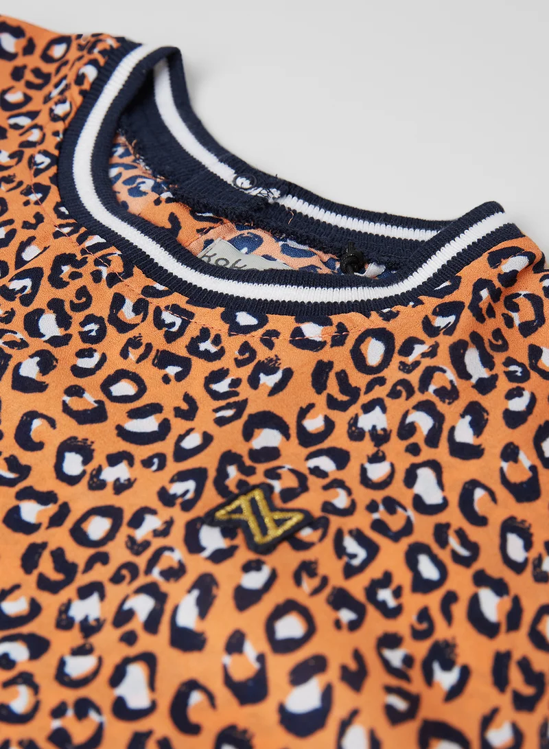 koko noko Kids Leopard Print Dress Navy/Orange