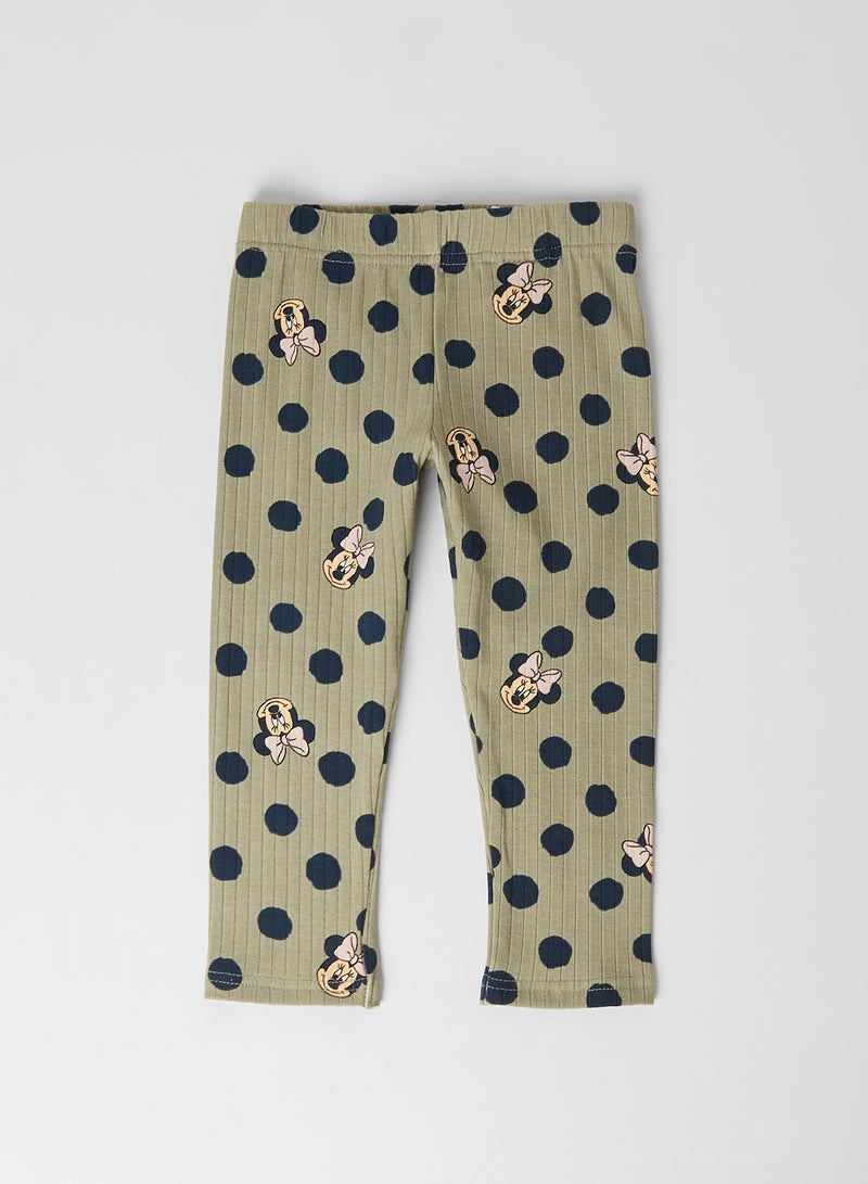 NAME IT - Kids Polka Dot Print Leggings Silver Sage - Image 1