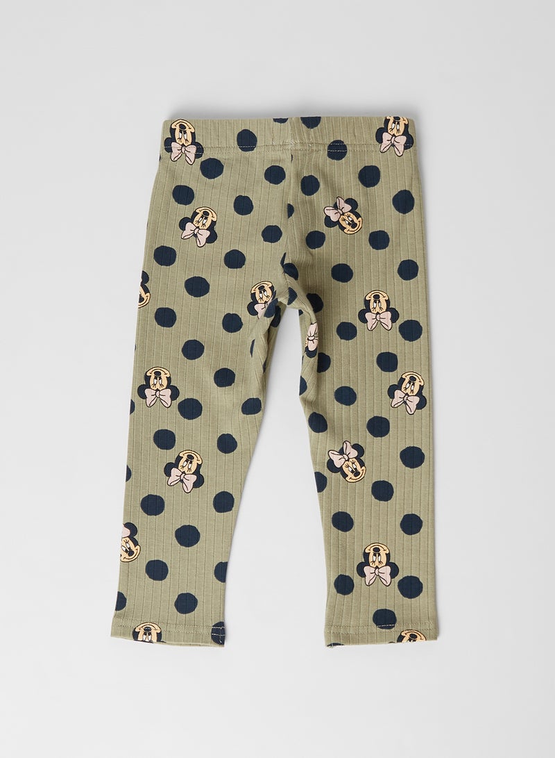 NAME IT - Kids Polka Dot Print Leggings Silver Sage - Image 1