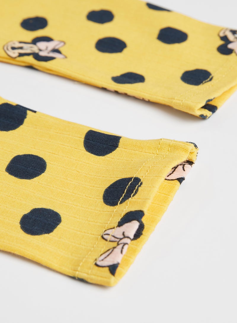 NAME IT - Kids Polka Dot Print Leggings Sunset Gold - Image 1