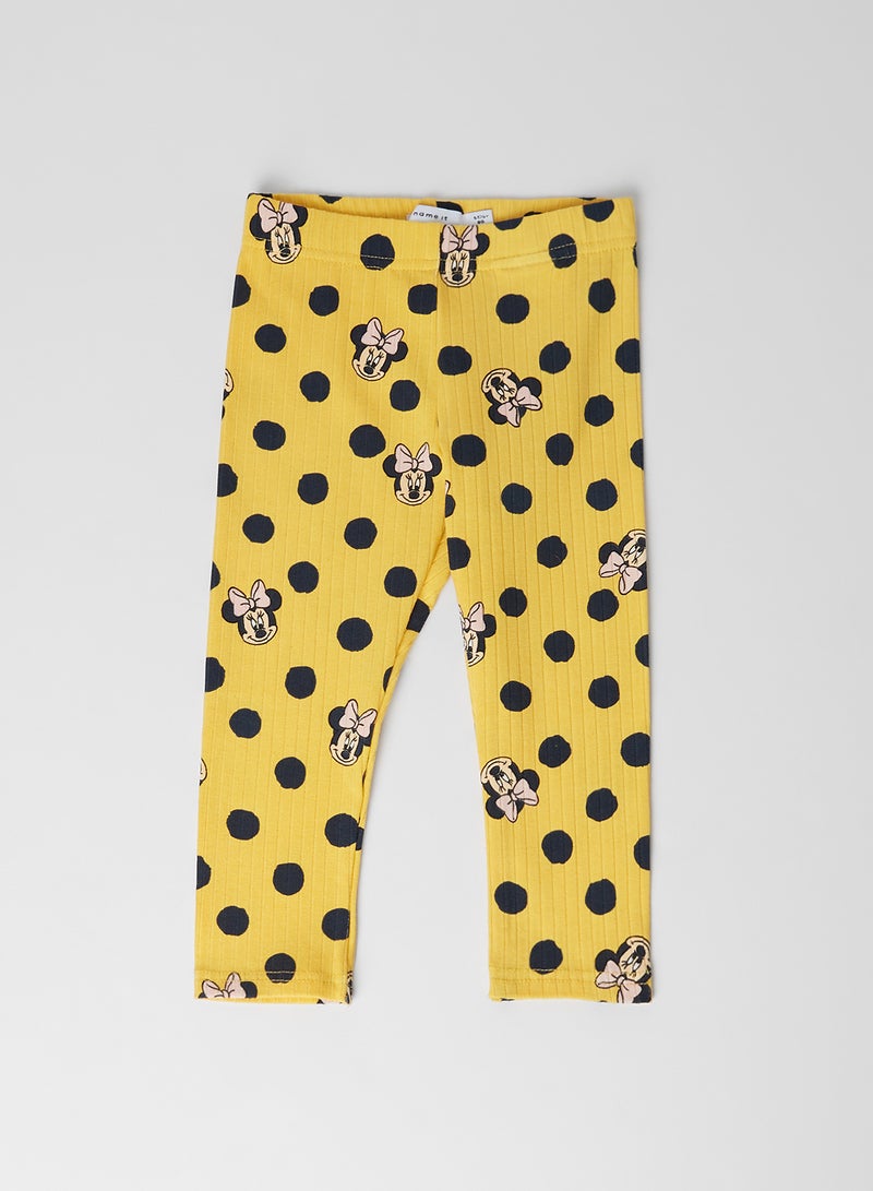 NAME IT - Kids Polka Dot Print Leggings Sunset Gold - Image 1