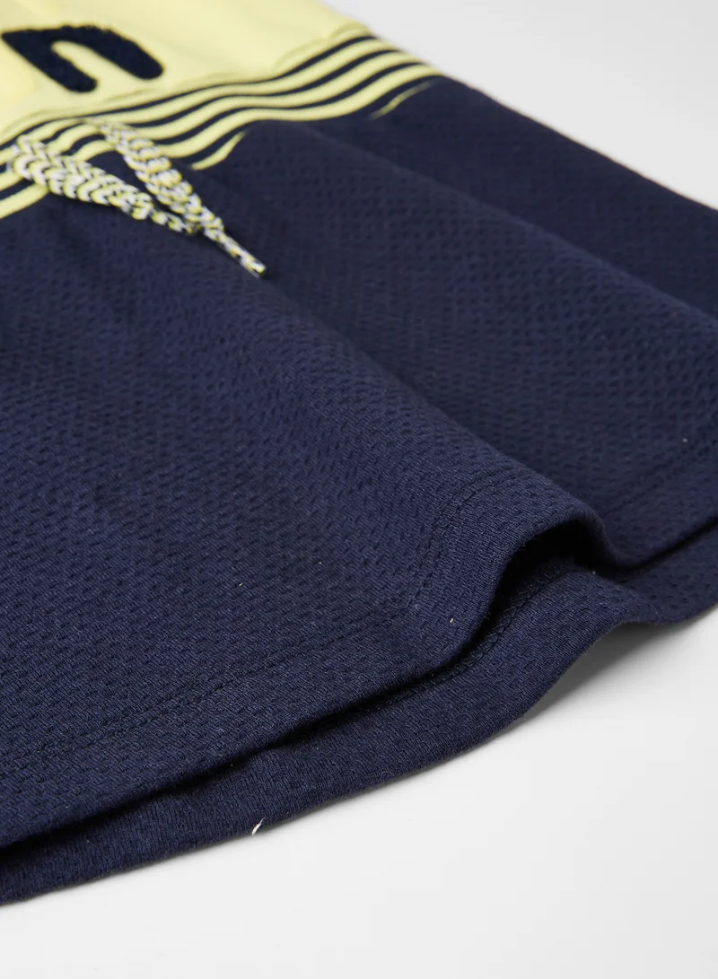 Dirkje Kids Drawstring Waist Dress Navy/Yellow