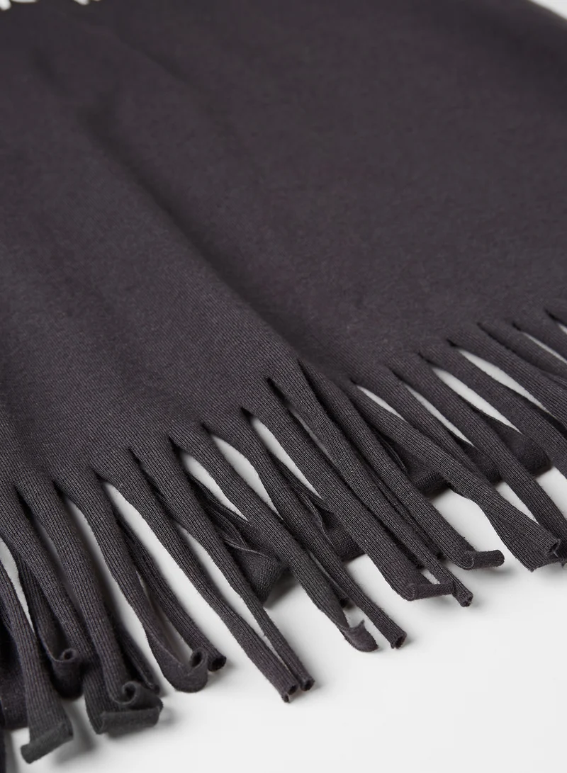 koko noko Kids Fringes Detail Hem T-Shirt Dark Grey