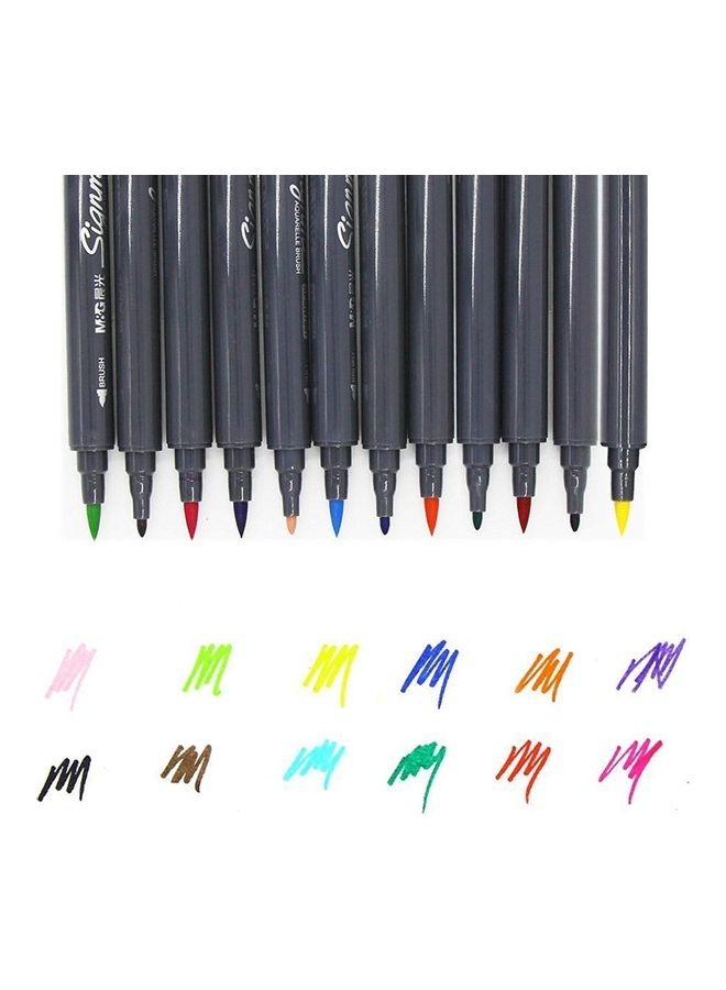 طقم أقلام ماركر تشنغوانج قابلة للذوبان في الماء برأس مزدوج متعدد الألوان - Image 2